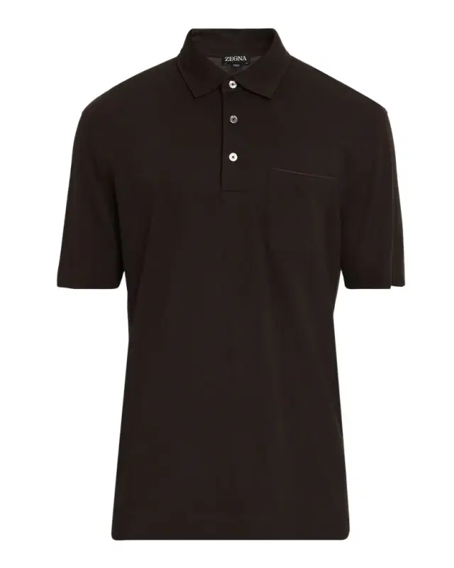 ZEGNA Men 's Cotton Piquet Short-Sleeve Polo Shirt