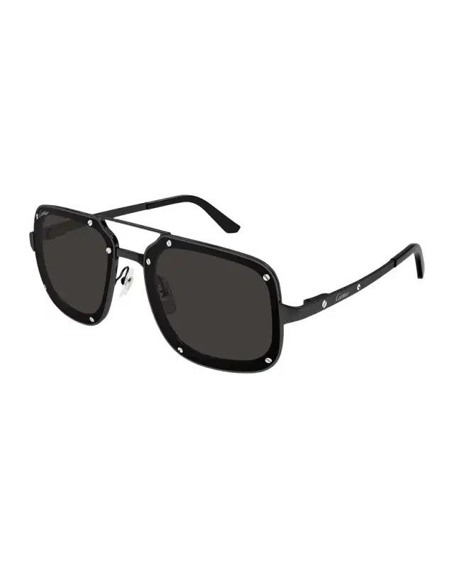Men's Double-Bridge Metal Rectangle Sunglasses