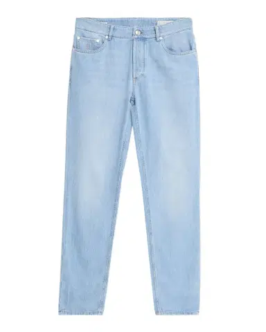 Brunello Cucinelli Men's Light-Wash Denim Tapered-Leg Jeans | Thumbnail 1 Brunello Cucinelli Men's Light-Wash Denim Tapered-Leg Jeans | Thumbnail 1