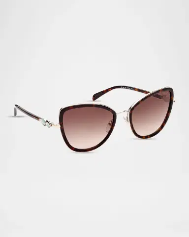 Pucci 57mm Fishtail Acetate & Metal Cat-Eye Sunglasses | Thumbnail 3