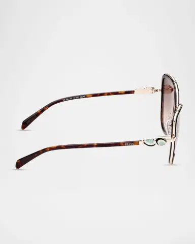 Pucci 57mm Fishtail Acetate & Metal Cat-Eye Sunglasses | Thumbnail 4