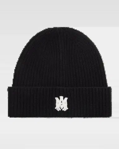 Amiri Men's MA Embroidered Wool Rib Beanie Hat | Thumbnail 2