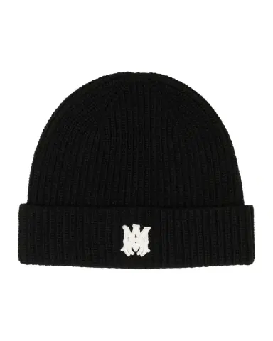 Amiri Men's MA Embroidered Wool Rib Beanie Hat | Thumbnail 1