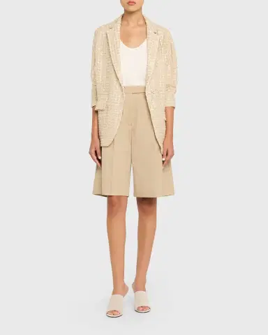 Brunello Cucinelli Paillette Linen-Blend Wrap Blazer Jacket | Thumbnail 2