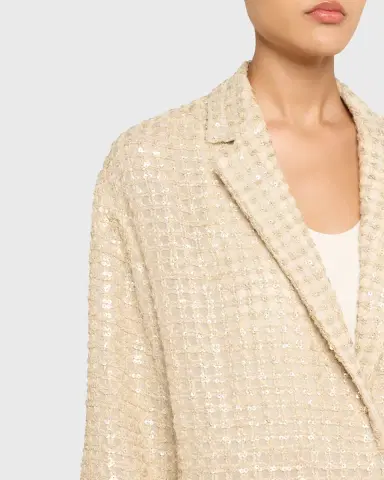 Brunello Cucinelli Paillette Linen-Blend Wrap Blazer Jacket | Thumbnail 5