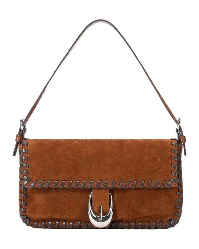 STAUD Harlow Whipstitch Suede Shoulder Bag