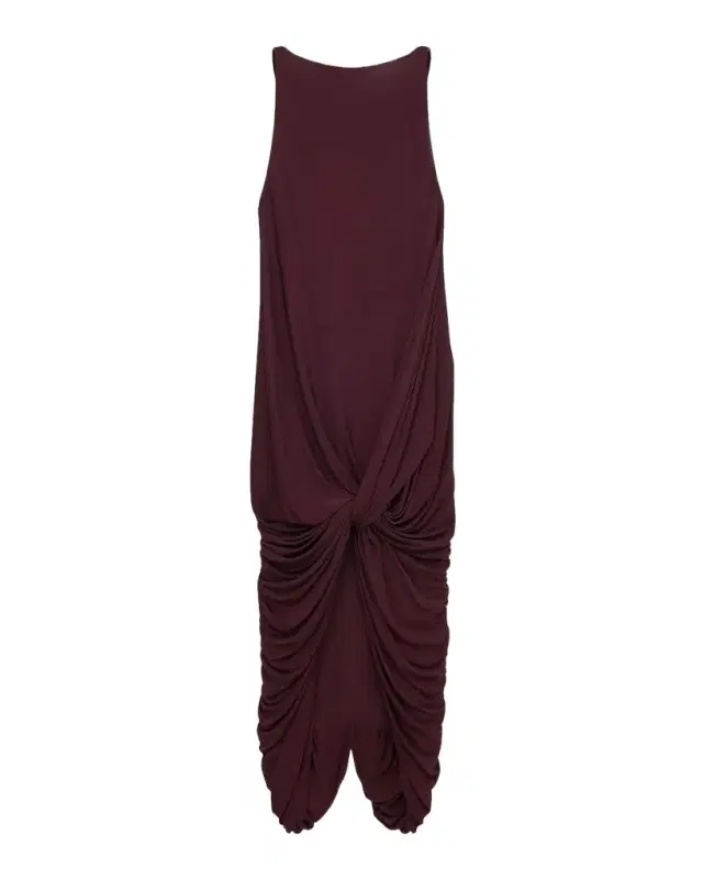 Sleeveless Draped Jersey Asymmetric Dress