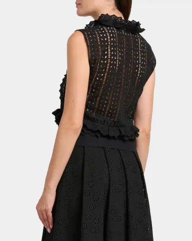 Alberta Ferretti Eyelet Embroidered Ruffle Sleeveless Top | Thumbnail 2 Alberta Ferretti Eyelet Embroidered Ruffle Sleeveless Top | Thumbnail 2