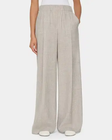 Lafayette 148 New York Astor Pleated Wide-Leg Melange Pants | Thumbnail 4