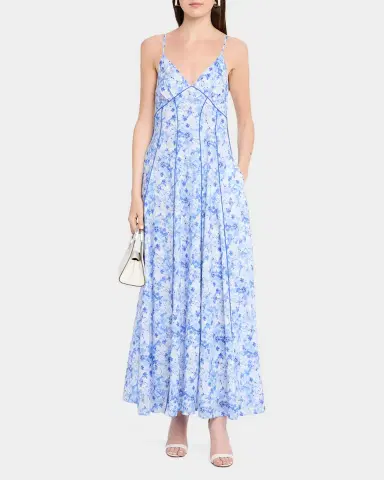 Rosie Assoulin Watercolor Floral-Print Piped Cami Maxi Dress | Thumbnail 2 Rosie Assoulin Watercolor Floral-Print Piped Cami Maxi Dress | Thumbnail 2