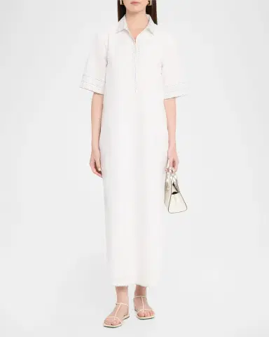 Rosie Assoulin Short-Sleeve Cotton Poplin Maxi Caftan Dress | Thumbnail 2 Rosie Assoulin Short-Sleeve Cotton Poplin Maxi Caftan Dress | Thumbnail 2