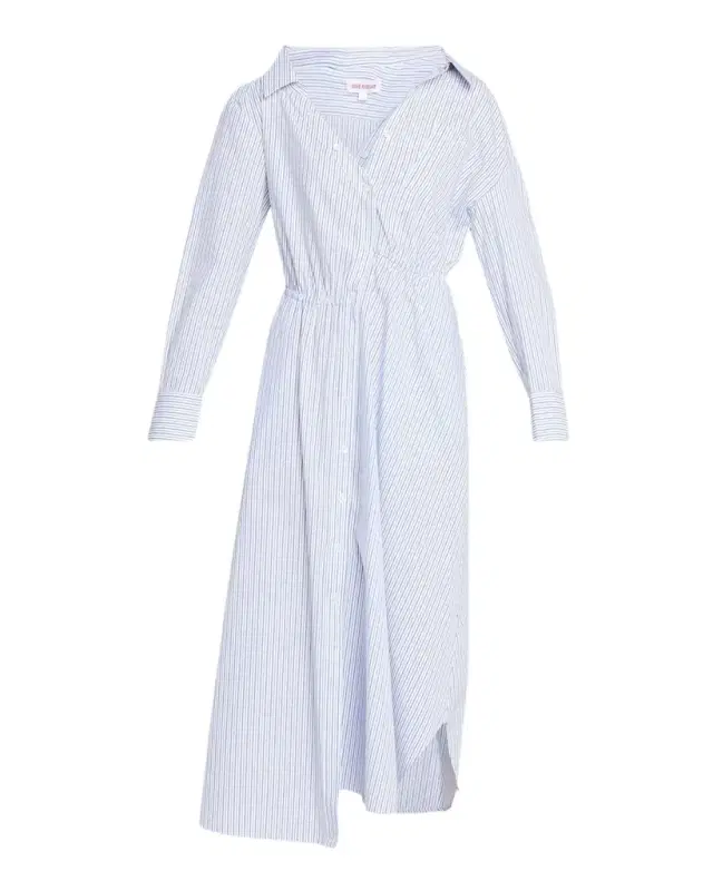 Falling Off The Shoulder Striped Poplin Midi Shirtdress