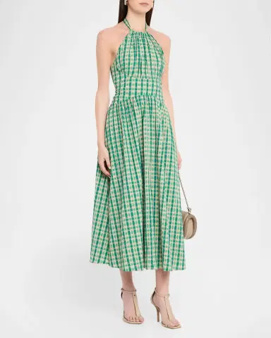 Rosie Assoulin Halter In The Name of Love Seersucker Midi Dress | Thumbnail 4 Rosie Assoulin Halter In The Name of Love Seersucker Midi Dress | Thumbnail 4