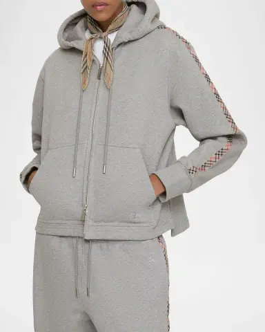 Burberry Harper Check-Trim Zip Hoodie | Thumbnail 2 Burberry Harper Check-Trim Zip Hoodie | Thumbnail 2