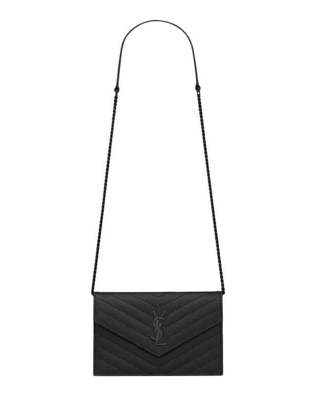 Saint Laurent YSL Chevron Quilted Leather Crossbody Bag