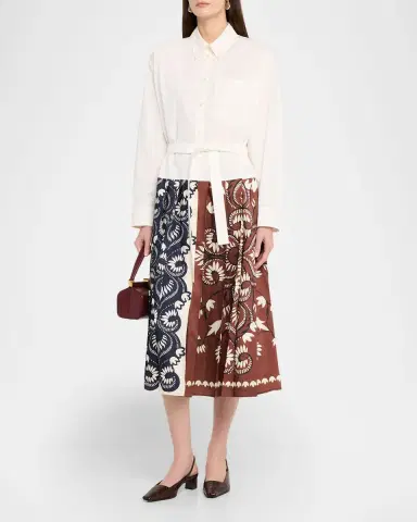 Weekend Max Mara Pleated Twill & Cotton Poplin Midi Shirtdress | Thumbnail 4 Weekend Max Mara Pleated Twill & Cotton Poplin Midi Shirtdress | Thumbnail 4