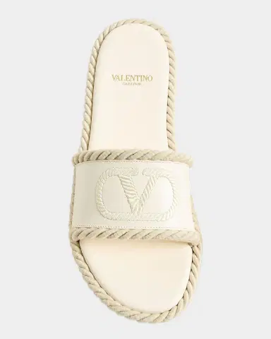 Valentino Garavani 5mm VLogo Leather Flat Slide Sandals | Thumbnail 2 Valentino Garavani 5mm VLogo Leather Flat Slide Sandals | Thumbnail 2