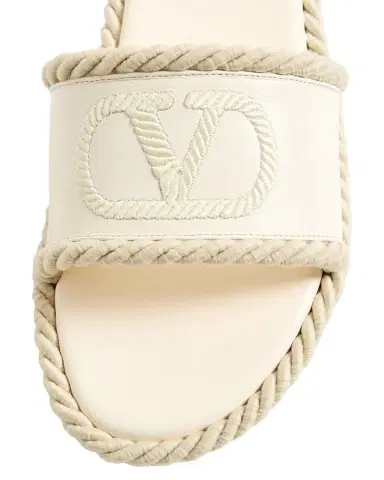 Valentino Garavani 5mm VLogo Leather Flat Slide Sandals | Thumbnail 1 Valentino Garavani 5mm VLogo Leather Flat Slide Sandals | Thumbnail 1