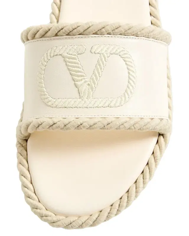 5mm VLogo Leather Flat Slide Sandals