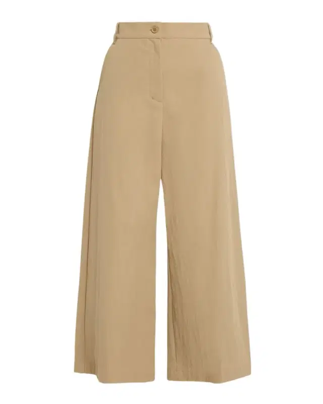 Cropped Wide-Leg Gabardine Pants