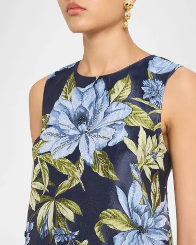 Aidan Mattox Sleeveless Beaded Floral Jacquard Gown | Thumbnail 5