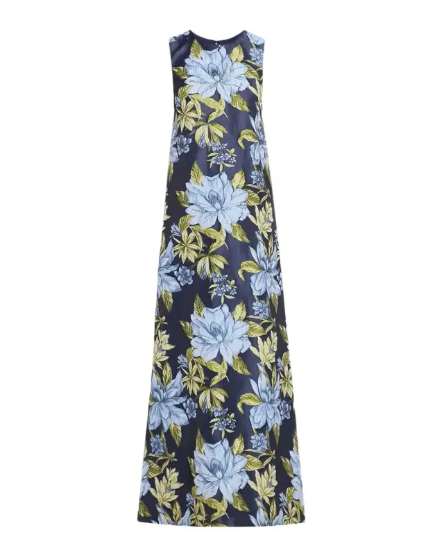Aidan Mattox Sleeveless Beaded Floral Jacquard Gown