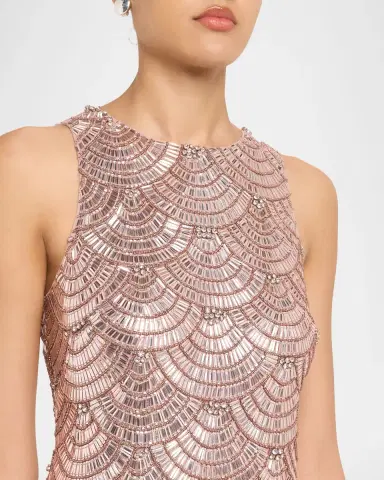 Aidan Mattox Scalloped Bead & Crystal Midi Sheath Dress | Thumbnail 5 Aidan Mattox Scalloped Bead & Crystal Midi Sheath Dress | Thumbnail 5
