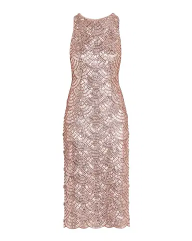 Aidan Mattox Scalloped Bead & Crystal Midi Sheath Dress | Thumbnail 1 Aidan Mattox Scalloped Bead & Crystal Midi Sheath Dress | Thumbnail 1