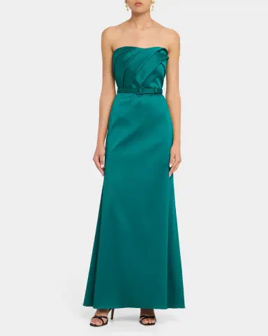 Aidan Mattox Strapless Pleated Stretch Mikado Gown | Thumbnail 2 Aidan Mattox Strapless Pleated Stretch Mikado Gown | Thumbnail 2