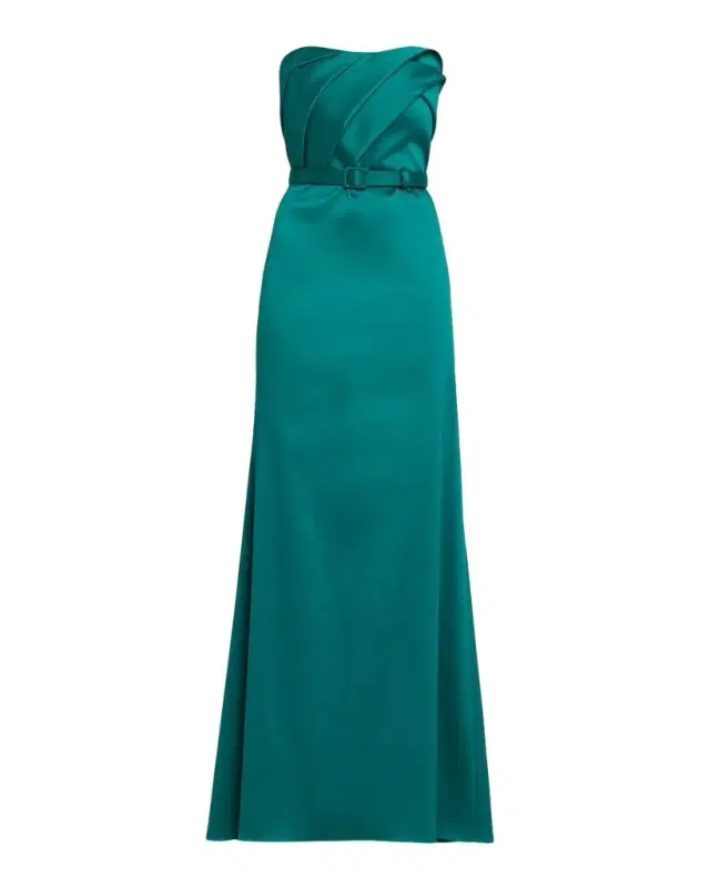 Aidan Mattox Strapless Pleated Stretch Mikado Gown