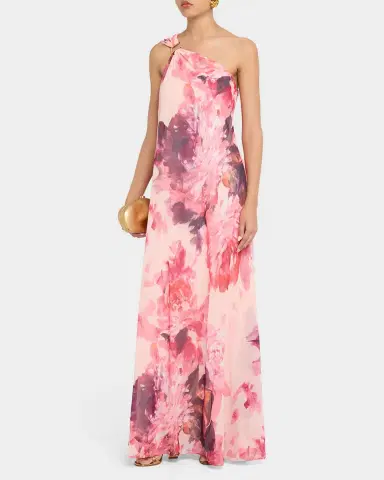Aidan Mattox Draped One-Shoulder Chiffon Gown | Thumbnail 2