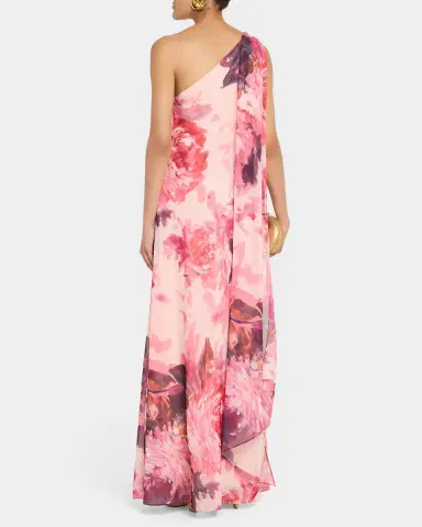 Aidan Mattox Draped One-Shoulder Chiffon Gown | Thumbnail 3