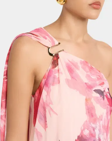 Aidan Mattox Draped One-Shoulder Chiffon Gown | Thumbnail 5