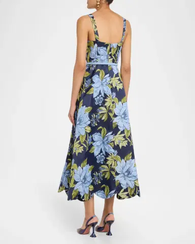 Aidan Mattox Floral Jacquard Sweetheart Midi Dress | Thumbnail 3