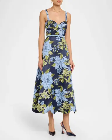 Aidan Mattox Floral Jacquard Sweetheart Midi Dress | Thumbnail 4