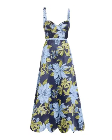 Aidan Mattox Floral Jacquard Sweetheart Midi Dress | Thumbnail 1