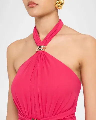 Aidan Mattox Pleated Chiffon Halter Gown | Thumbnail 5 Aidan Mattox Pleated Chiffon Halter Gown | Thumbnail 5