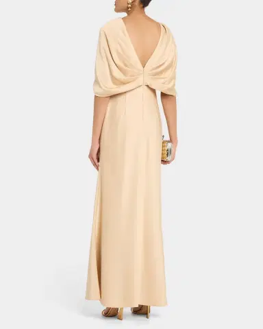 Aidan Mattox Twist-Front Satin Cape Gown | Thumbnail 3 Aidan Mattox Twist-Front Satin Cape Gown | Thumbnail 3