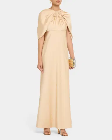 Aidan Mattox Twist-Front Satin Cape Gown | Thumbnail 4 Aidan Mattox Twist-Front Satin Cape Gown | Thumbnail 4