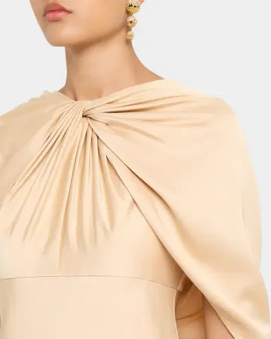 Aidan Mattox Twist-Front Satin Cape Gown | Thumbnail 5 Aidan Mattox Twist-Front Satin Cape Gown | Thumbnail 5