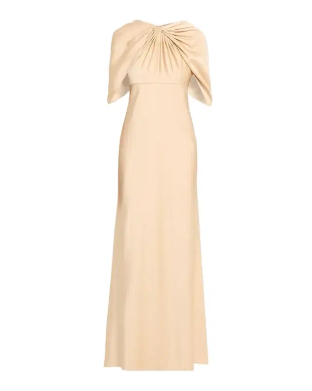 Twist-Front Satin Cape Gown