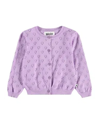 MOLO Girl's Gertrude Heart Pointelle Cotton Cardigan, Size 6M-2 | Thumbnail 1
