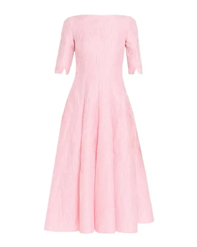 3/4-Sleeve Textured Jacquard Tea-Length Dress