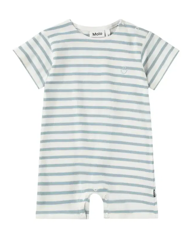Boy 's Fan Striped Organic Cotton Romper, Size 3M-12M