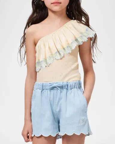 MOLO Girl's Addie Scalloped Organic Cotton Shorts | Thumbnail 5