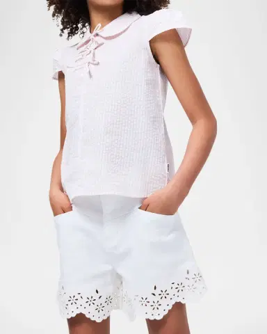 MOLO Girl's Adalyn Scalloped Broderie Shorts | Thumbnail 3