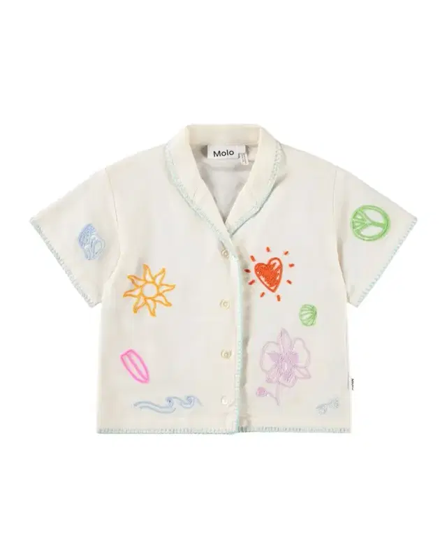Molo Girl 's Rosalle Embroidered Cotton Short-Sleeve Shirt