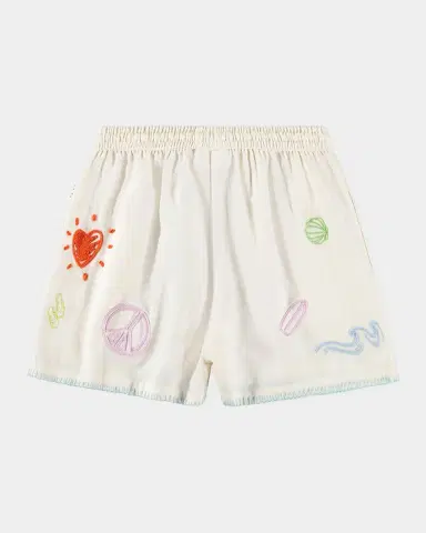 MOLO Girl's Annabella Embroidered Organic Cotton Shorts | Thumbnail 2