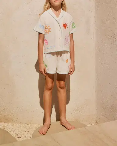 MOLO Girl's Annabella Embroidered Organic Cotton Shorts | Thumbnail 4