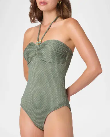 Shoshanna Cinched Halter One-Piece Swimsuit | Thumbnail 2